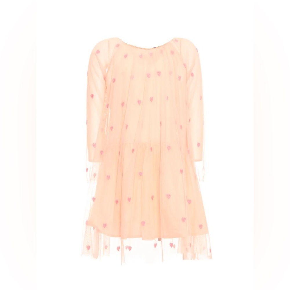 Stella McCartney Little Hearts Tulle Dress Sheer  Dress Pink Heart Accents 10
